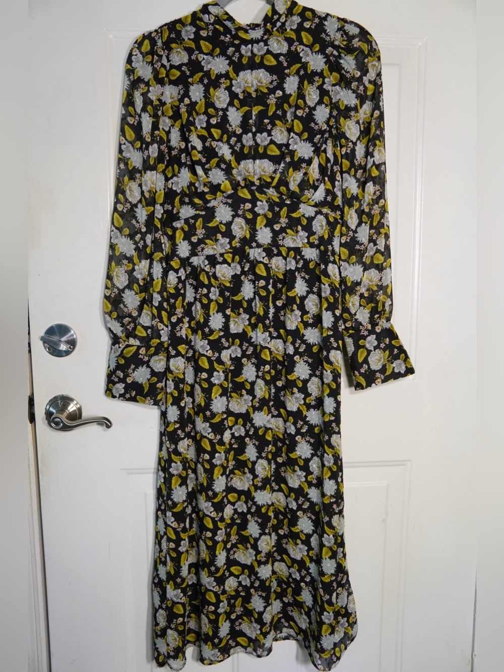 Zara black floral print Maxi Dress size M 47’’ length